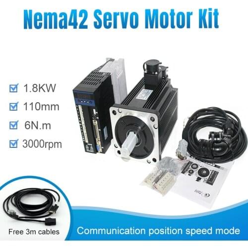 1.8KW 110ST-M06030+B2 3000RPM 6N.M. 1800W 220V 3-Phase /Single phase Synchronous cnc plasma ac servo motor & servo driver kit