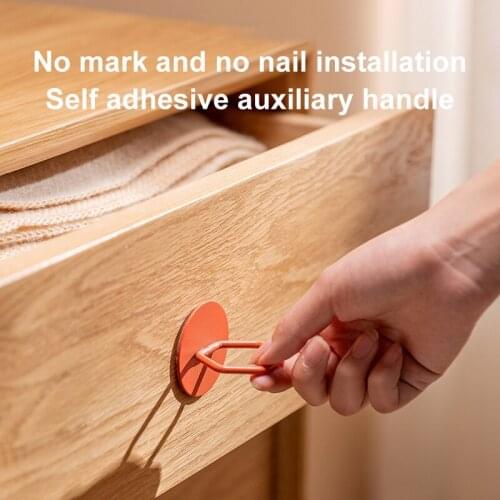 1pc Auxiliary Door Handle Pull Ring Sticky Hook Punch-free Multipurpose Drawer Cupboard Door Window Simple For Home Bedroom