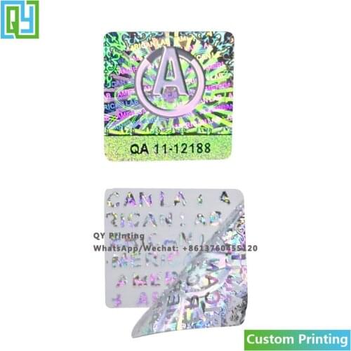 10000pcs 15x15mm Free Shipping Custom Made Security Hologram Stickers 3D Tamper Proof Custom Hidden Text Serial Number Labels
