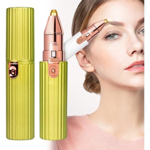 2 in 1 Electric Eyebrow Trimmer Painless Eye Brow Epilator For Women Makeup Mini Razors Portable Facial Hair Removal Shaver