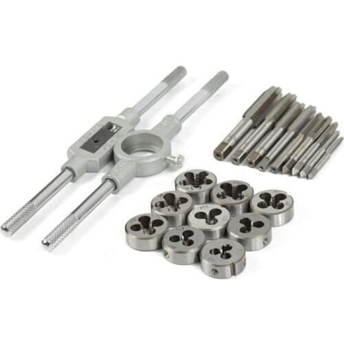 20pcs Multi-Use Tap Dies Adjustable Metric Carbon Steel Hand Screw Taps Set Holder Thread Gauge Wrench Tool For Car Repair