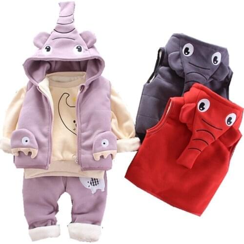 2020 Thicken Baby Girl Clothes Snow warm Children Suits Casual Baby Boy Clothing Sets jacket+Sweatshirts+pants winter Kids Set