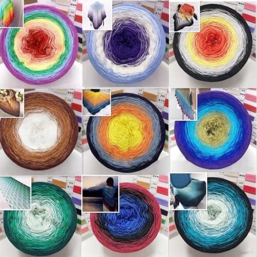 300g Rainbow Gradient Color Cake Yarn Organic Cotton Blend Yarn Spring/Summer Crochet Skirt Shawl Lace Line DIY Hand-woven Yarn
