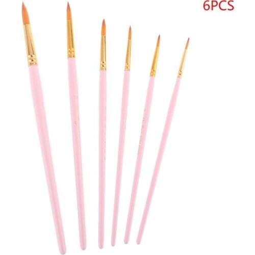 H05B 6pcs Spike Painting Brushes Nylon Hair Watercolor Gouache Paint Brush Fine Tip