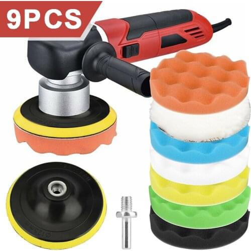 9pcs 5'' Car Sponge Foam Polishing Pads Thread Backing Pad Woolen Buffer Buffing Sponge Pad For Drill Polisher Cleaning Tools