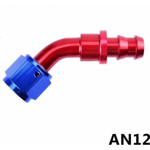 AN12 Aluminum 45 Degree Push-on Oil Fuel Hose End Fitting AN 12 Reusable Line Hose Fitting Adapter Oil Cooler Parts Red-blue