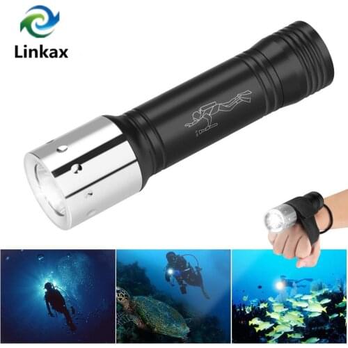 Aluminum T6 LED Diving Flashlight Lantern for Submarine Scuba Dive Lighting Torch Waterproof Underwater Light With Wrist Strap