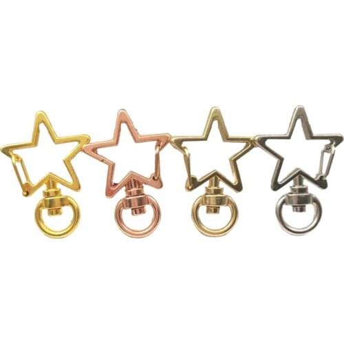 50pcs Alloy Five-Pointed Star Keychains Rose Gold Color Kc Gold Color White Keychain Key Ring DIY Jewelry Accessories