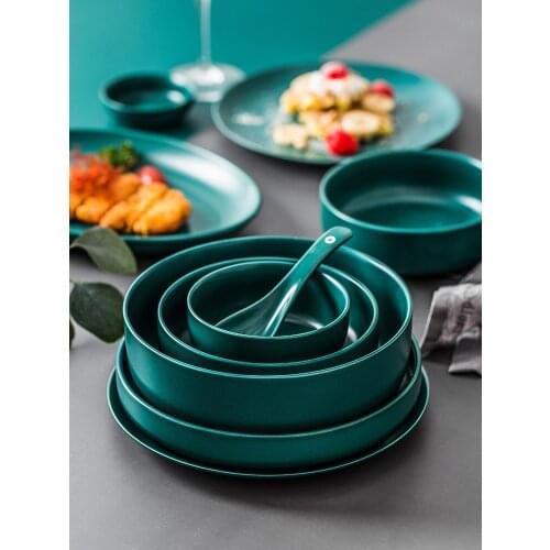 Bowl family dinner bowl salad bowl soup bowl simple bowl plate Nordic tableware net red plate set