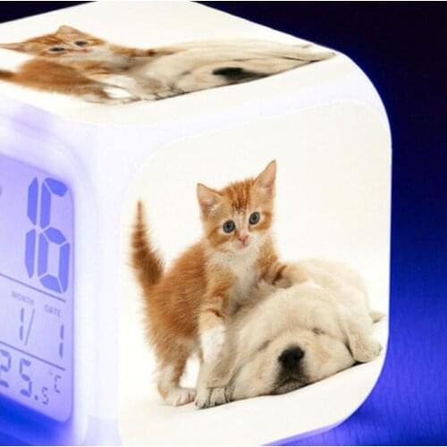 Cute Pet dog LED digital clock kids room Alarm Clocks Large screen multifunction touch sensing Luminous electronic alarm clock