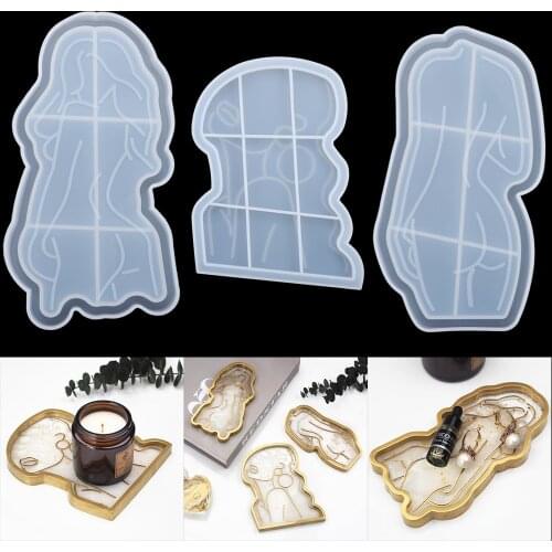 Girl Model Body Tray Silicone Mold Abstract Dish Plate Crystal Epoxy Resin Mould for DIY Resin Plate Jewelry Accessories Tools