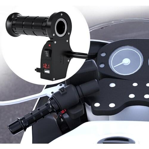 2Pcs 12V USB Port Voltage Display Motorcycle Electric Heated Hand Grip Handlebar Motorcyle Accessories Exterior