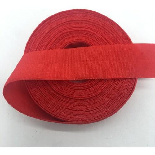 5Yards/lot 20mm 3/4" Red FOE Fold Over Elastic Spandex Satin Band Lace Dress Sewing Trim