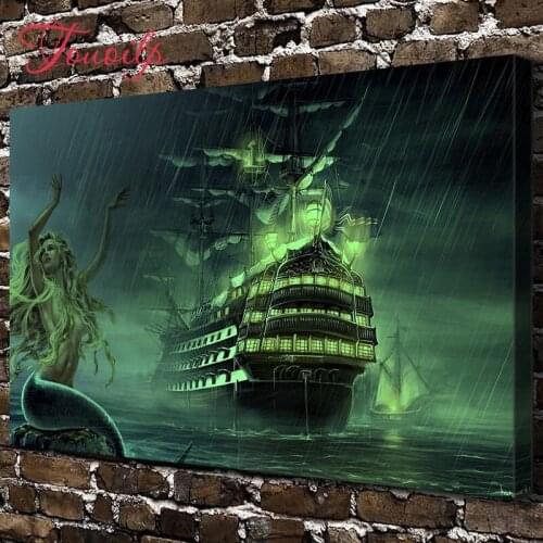 Touoilp 5d diy mosaic Diamond painting Cross Stitch kit square Diamond Embroidery sexy mermaid pirates boat For Home Decoration