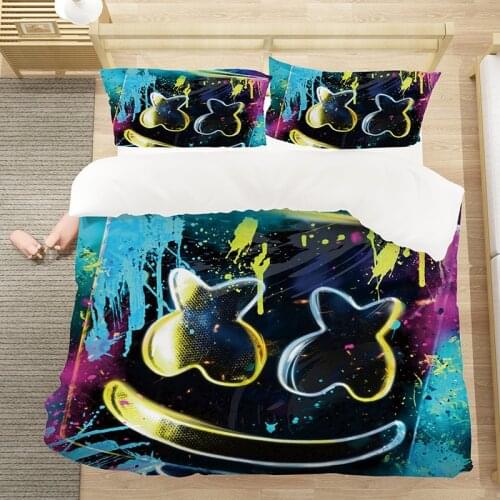 Fashion DJ Marshmello 3D Luxury Bedding Set Cool Quilt Duvet Cover Sets Home Textile King Queen Double Full Single Size Dropship