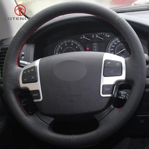 LQTENLEO Black Artificial Leather Car Steering Wheel Cover for Toyota Land Cruiser 2008-2015 Tundra 2007- 2013 Sequoia 2008-2013