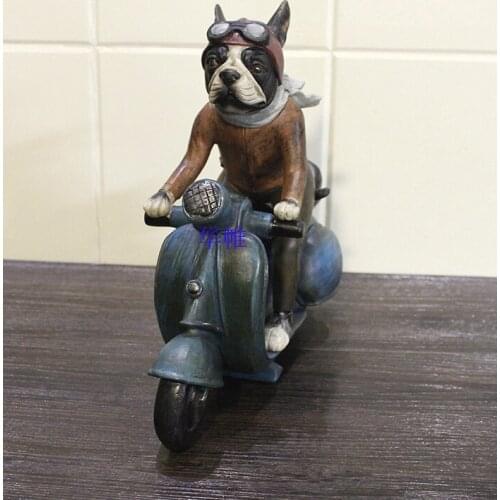 [MGT] Cute resin French bulldog dog statue home decoration crafts resin animal sculpture/ dog motorcycle figurine decorations