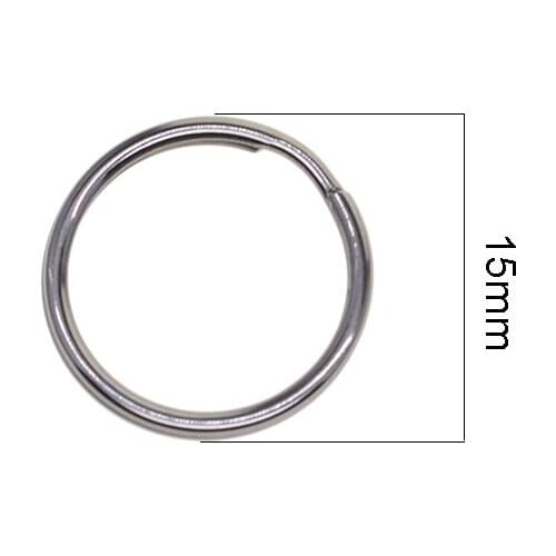 Lot of 100 mini small 0.6 inch 15mm 304 Stainless steel round Circle Split Key Ringskeyrings keycahins DIY fishing