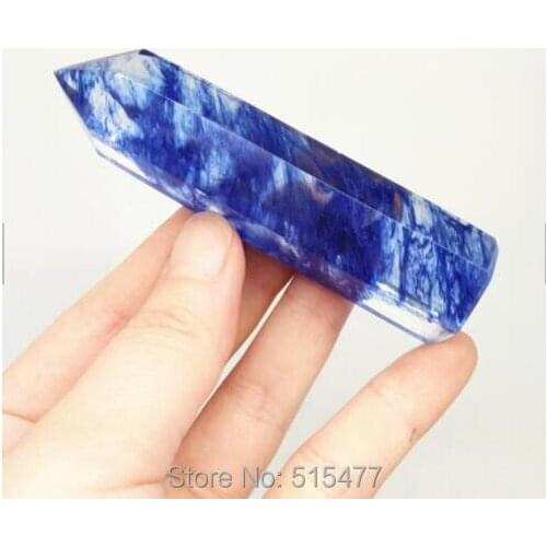 Wholesale melting blue glass quartz crystal stone pillar tower point for decoration