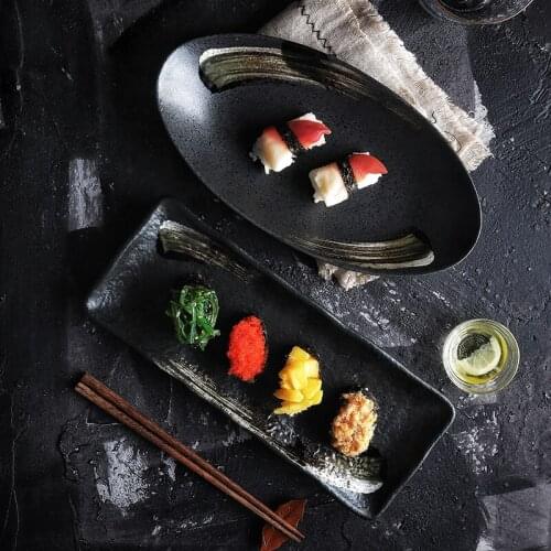 Japanese Style Oval Ceramic Plate Fish Plate Sushi Plate Steak Dish Restaurant Kitchen Tableware