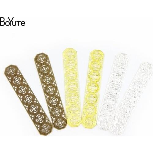 BoYuTe 30Pcs 82*15MM Metal Copper Stamping Plate Filigree Diy Hand Made Jewelry Findings Components