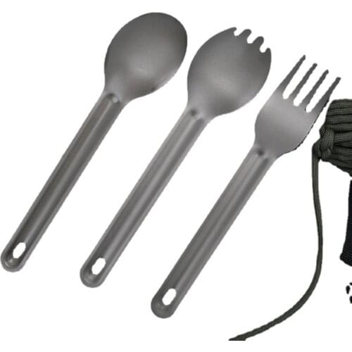 Titanium Long Handle Spoon Fork Polished Outdoor Portable Spoon Cutlery Kitchen Camping Hiking Picnic Tableware