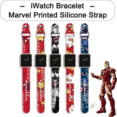 Marvel Iron Man Spiderman Watch Strap for Apple iWatch Band 4 5 6 Silicone Wristband Bracelet Replacement for iWatch 1 2 3 Strap