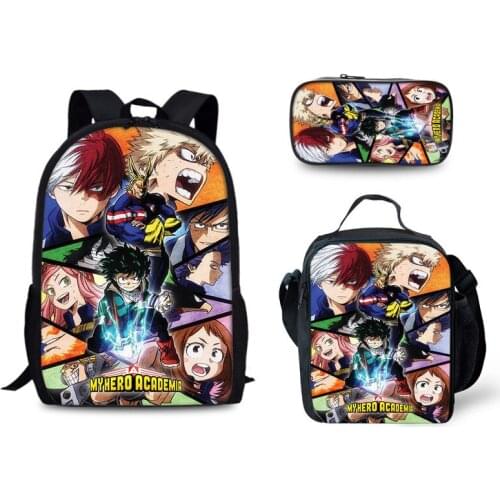 Deku Backpack My Hero Academia Crossbody Bag Pencil Case Three piece Anime Cosplay 3D Print Schoolbag Travelbag For Teenagers