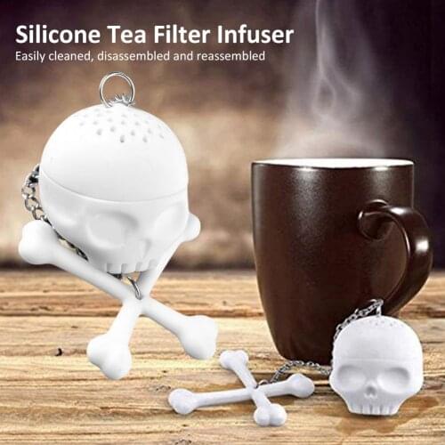 Skull decoration Silicone Tea Filter Infuser Food Grade Non-Toxic Tea Leak Loose Leaf Tea Strainer Drinkware Tool NEW
