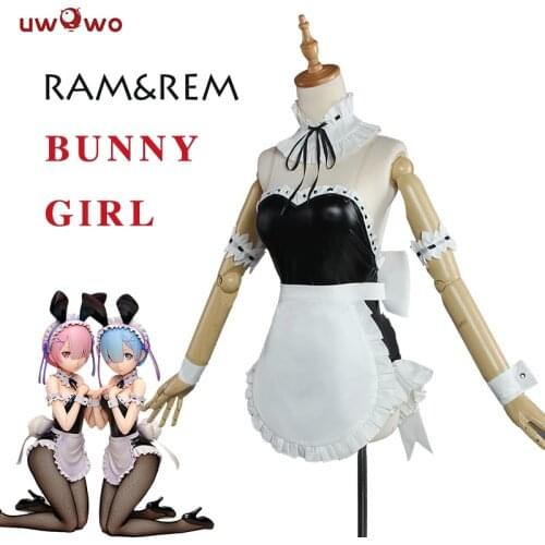 UWOWO Sexy Cosplay Ram Rem Costume Women Anime Re Zero Cosplay Bunny Ver Rabbit Ears Outfits