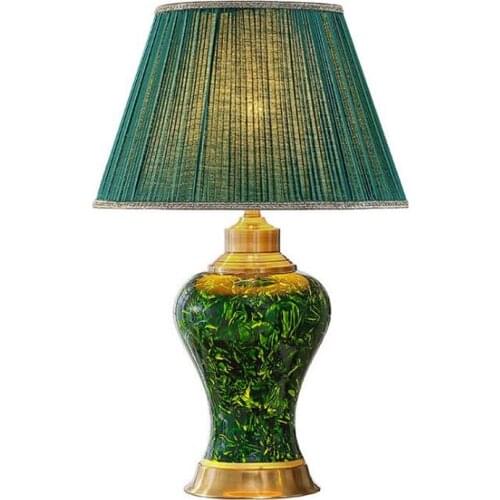 Modern Luxurious Green Ceramic Dimmer Table Lamp for Foyer Bedroom Parlor Fashion Porcelain Desk Reading Light H 62cm 2549