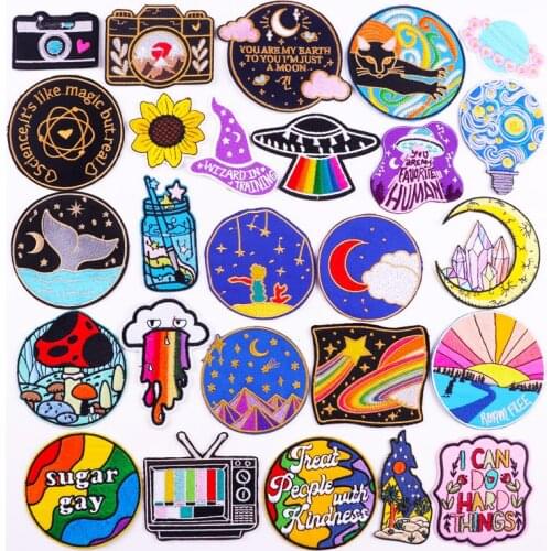 Cartoon Van Gogh Embroidered Patches For Clothing Thermoadhesive Patches Outdoor Travel Applique Iron On Patches On Clothes Sew