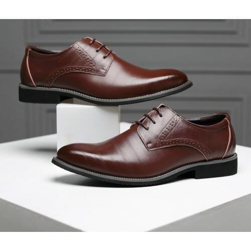 Man Leather Shoes Zapatos Hombre Office Mens Dress Shoes Italian Style Wedding Casual Shoes Derby Shoes big size 638