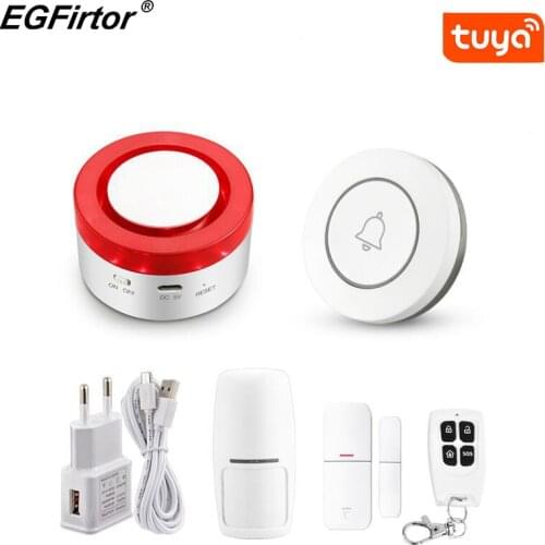 TUYA Smart Home Security Alarm Siren System Wireless WiFi Burglar Siren Alarms Compatible with Alexa and Google