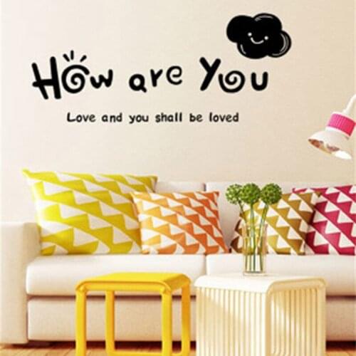 How are You Cloud Lovely Pattern Letters Vinyl Waterproof Wall Stickers for Nursery Kids Room Bedroom Decals Murals YY81