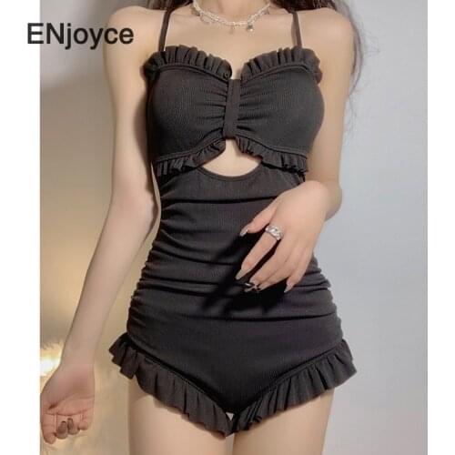 Vintage Black Swimsuit Bikini 2021 Women High Waist Sexy Swimwear One-Piece Swimdress Swim Bathing Suit Beach Wear Dresses