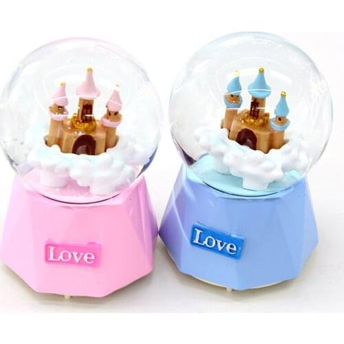 Castle Snow Globe Crystal Ball Christmas Music Box Night Light Snowflake Rotating Christmas Decoration for Home Decoration Accs