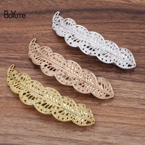 BoYuTe Custom Made (100 Pieces/Lot) 100*25MM Metal Iron Filigree Leaf Hair Clip Factory Supply Diy Handmade Jewelry Accessories