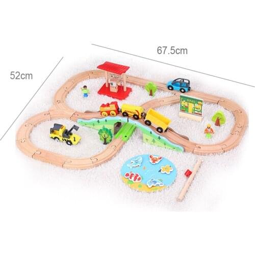 Green Forest Train Track Wooden Small Train Toy Outfit Childrens Train Transport Combination Toy Compatible Train Wooden Track