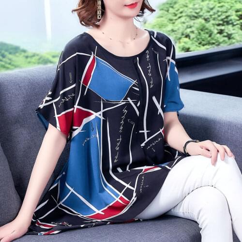 Ladies Plus size Clothing Summer Top Women Casual Tunic Chiffon Plaid Shirt Blouse Batwing sleeve 2021 Fashion 4XL 5XL 6XL