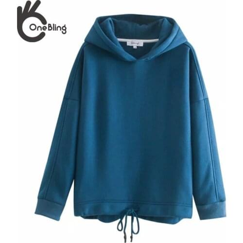 OneBling Women Warm Hoodies Casual Loose Drawstring Sweatshirt Long Sleeve Hooded Autumn Winter Female Pullover Clothing Traf