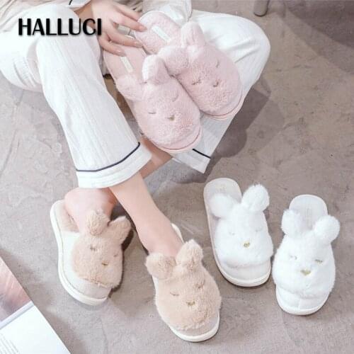 Short plush cute rabbit home slippers shoes women winter Sandals lovely Slip On shoes slippers women indoor loafers TX32006