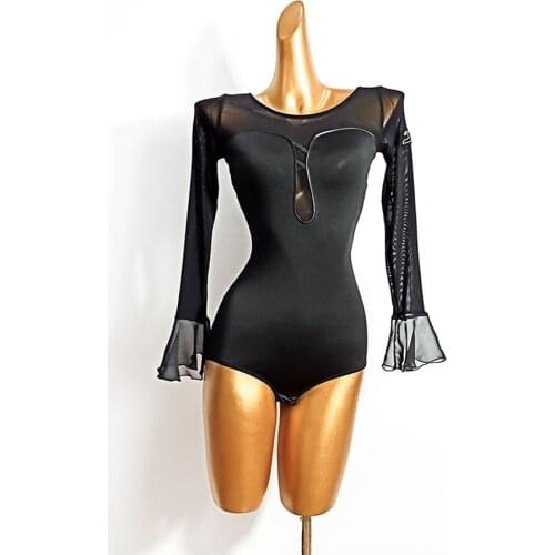 2020 New DL628 Lotus Sleeve Patchwork Latin Dance Tops Women Bodysuit Performance Costume Latin Ballroom Dress Latino Dancewear