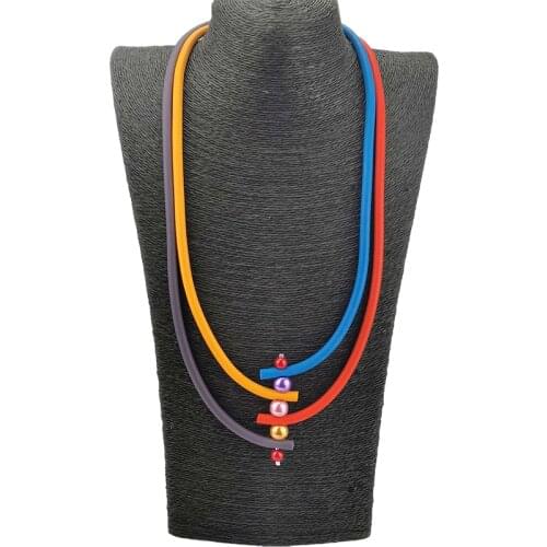 UKEBAY New Pearl Necklaces For Women Gothic Choker Necklace Handmade Rubber Jewelry Multicolor Sweater Chains 6 Colors Jewellery