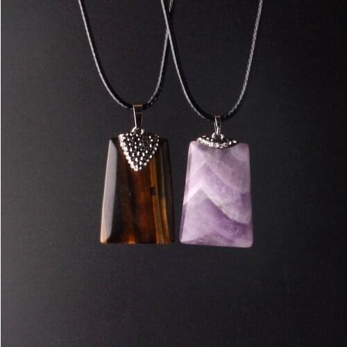 6pcs Chakra Natural Stone Pendant Necklace Women Yoga Reiki Healing Balancing Necklaces Women Fashion Jewelry