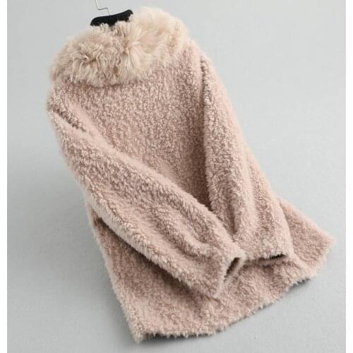 Women Coat Real Fur Winter Sheep Shearing Furry 100% Wool Coats Fluffy Jacket Overcoat 2020 KQN12604 KJ2252