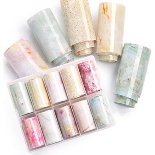 10 Rolls/Box Nail Stickers Multicolor Print Manicure Accessories PVC Polished Fingernail Decals for Women