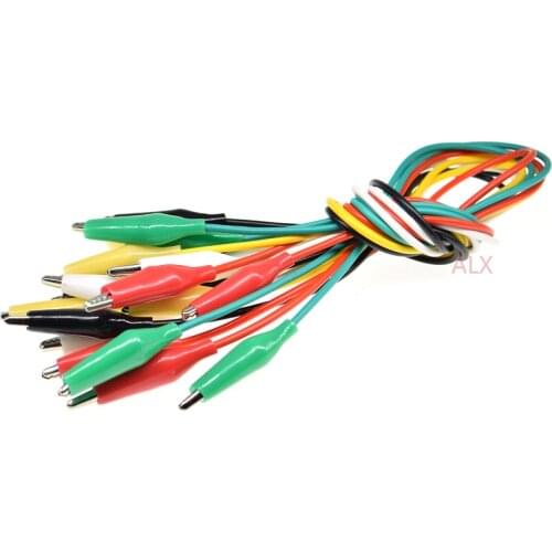 10PCS 50CM Double-ended colors Alligator clips cable jumper wire diy Test Leads crocodile clips wire