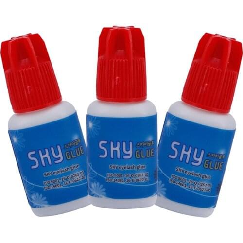 3 Pcs/Lot Korea Sky Eyelash Glue Best Adhesive Glue Most Powerful 1-2s Fastest Sky Glue for Lash Extension 5ml Red Cap
