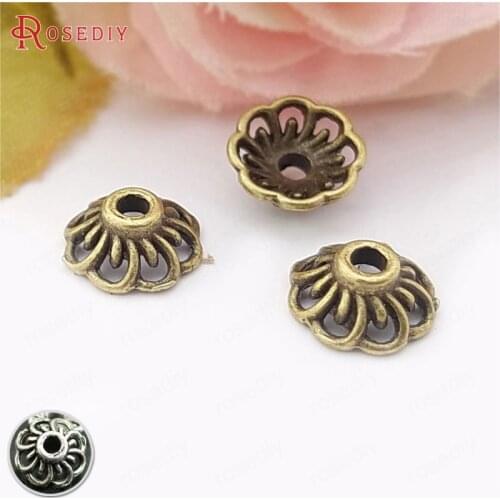 31233)100PCS 9MM Antique Bronze Zinc Alloy Cascading Petals Flower Bead Caps Diy Jewelry Findings Accessories Wholesale